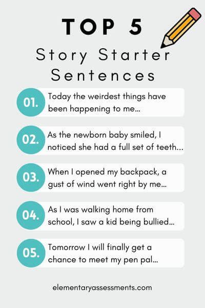 good sentence starters for a story|99 Starter Sentences for Writing Stories .